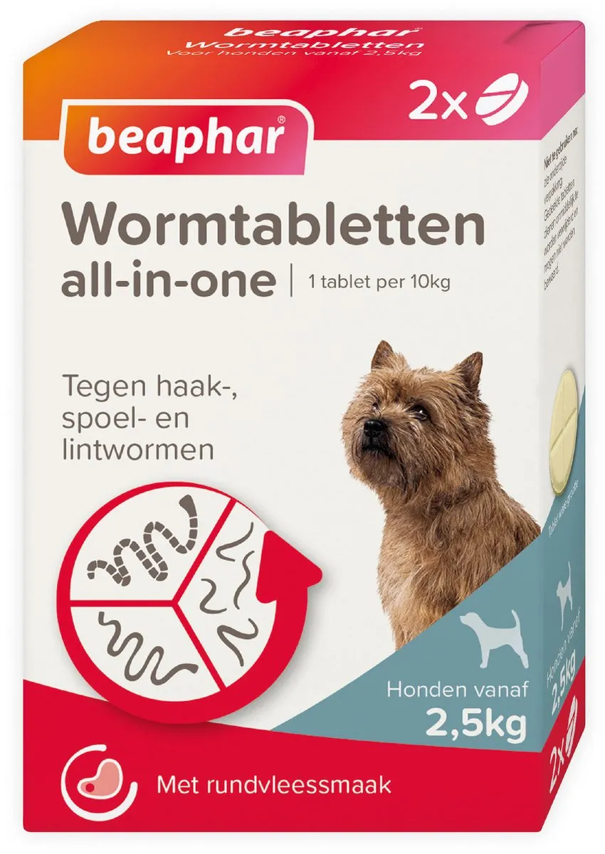 Beaphar All-in-one Ontworming Tabletten Hond 2,5-20kg - 2 Stuks