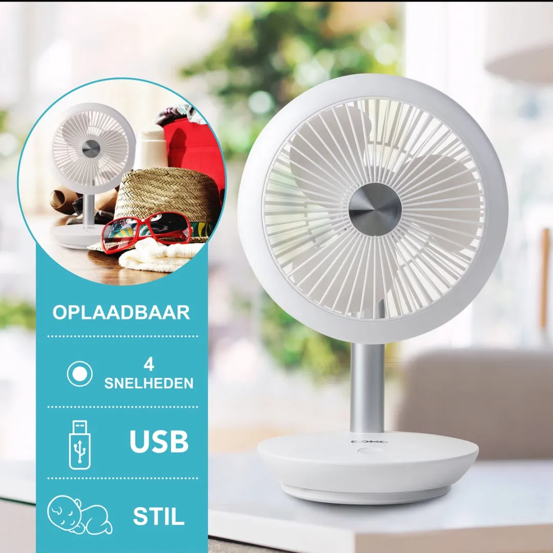 Domo DO8147 Mini Ventilator - 5W - 4 Snelheden - Wit