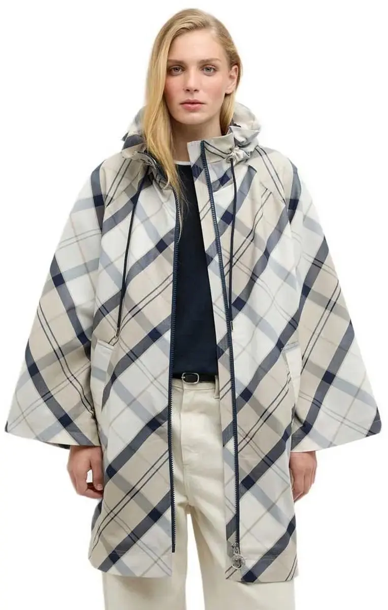 Barbour Kinsale Poncho Beige,Wit M Vrouw