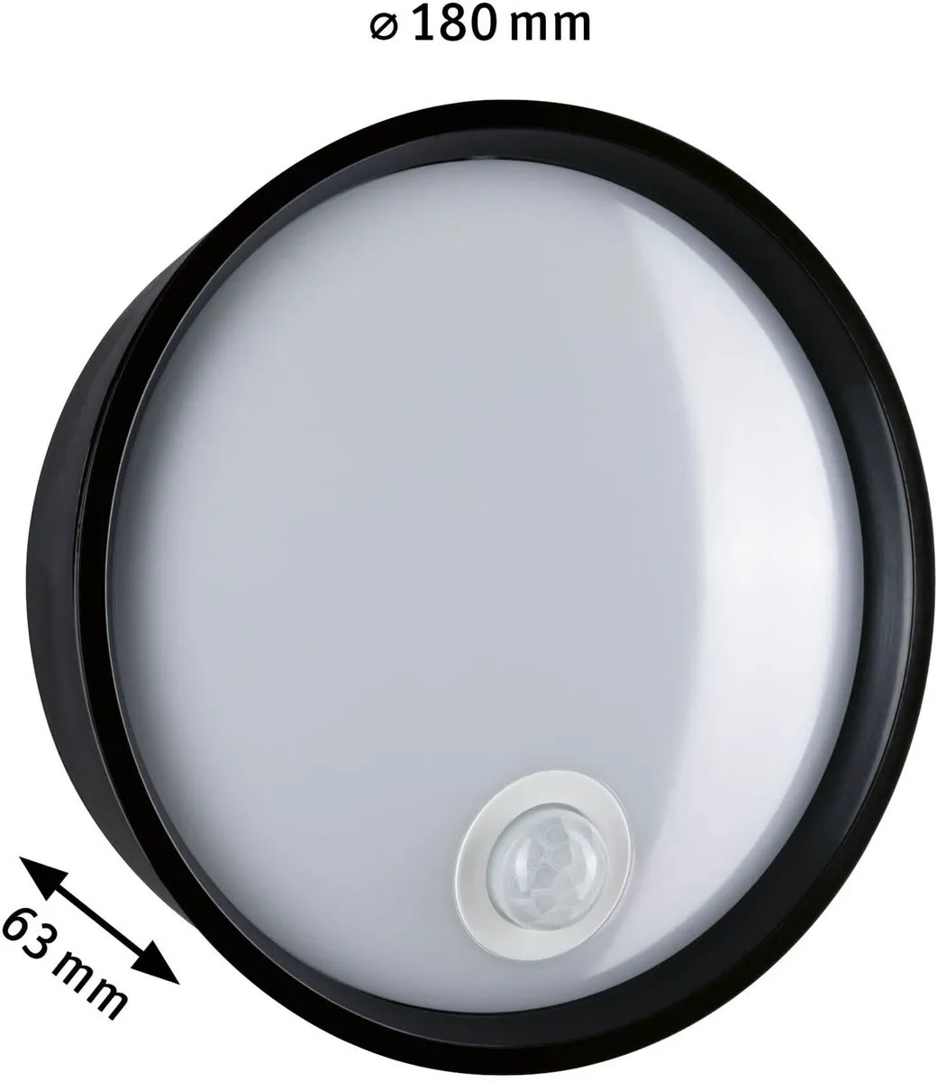 Paulmann Platomo LED Wandarmatuur Schemergestuurd - 14,5W 1200lm IP44 Zwart - afbeelding 6 van 6