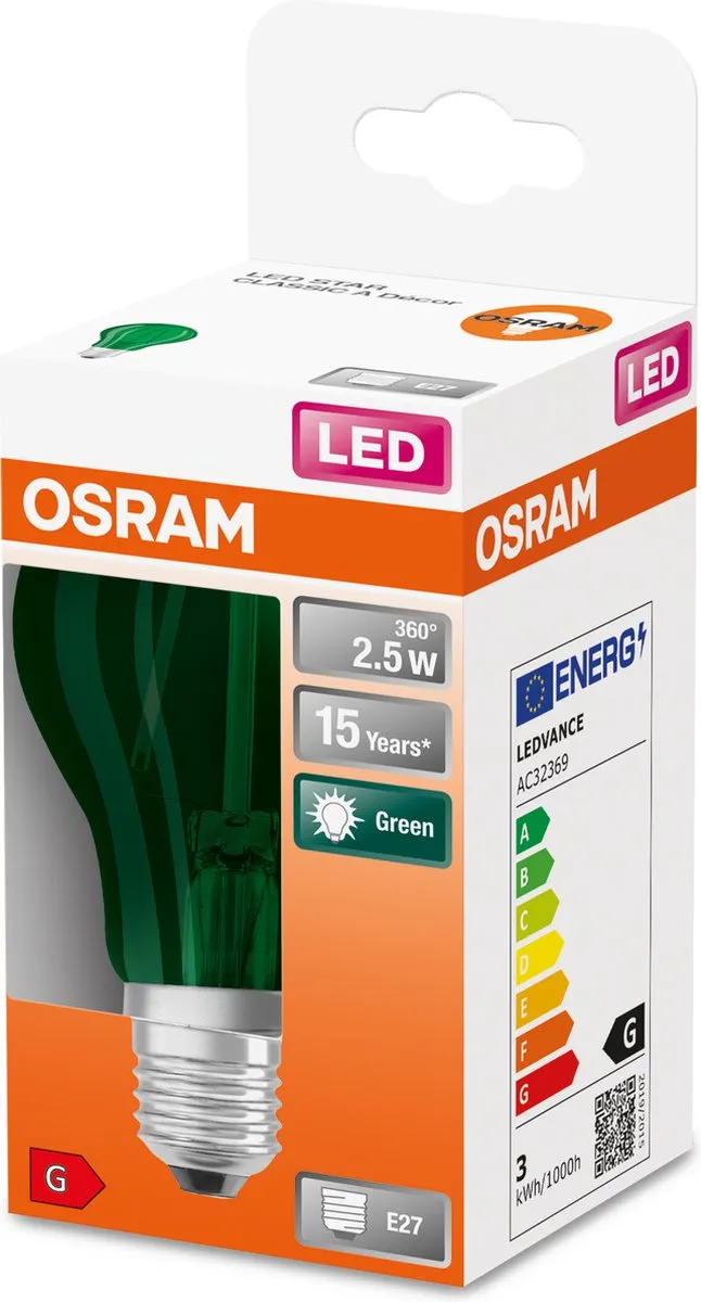 Osram LED-lamp E27 2.5W Groen - 3000K