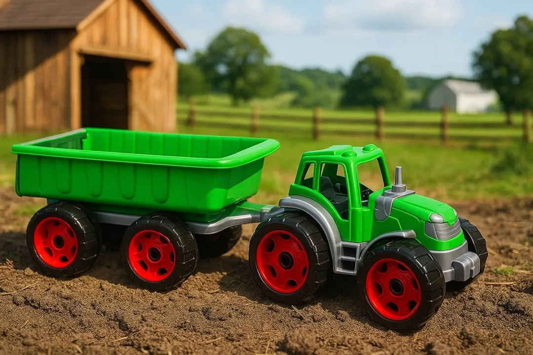 Paradiso Toys Tractor + Trailer T03818 - Groen/Zwart