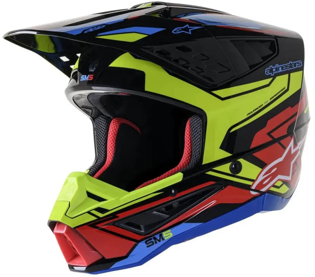 Alpinestars S-M5 Action 2 Helm - ECE 22.06 - Zwart/Geel/Rood - afbeelding 2 van 3