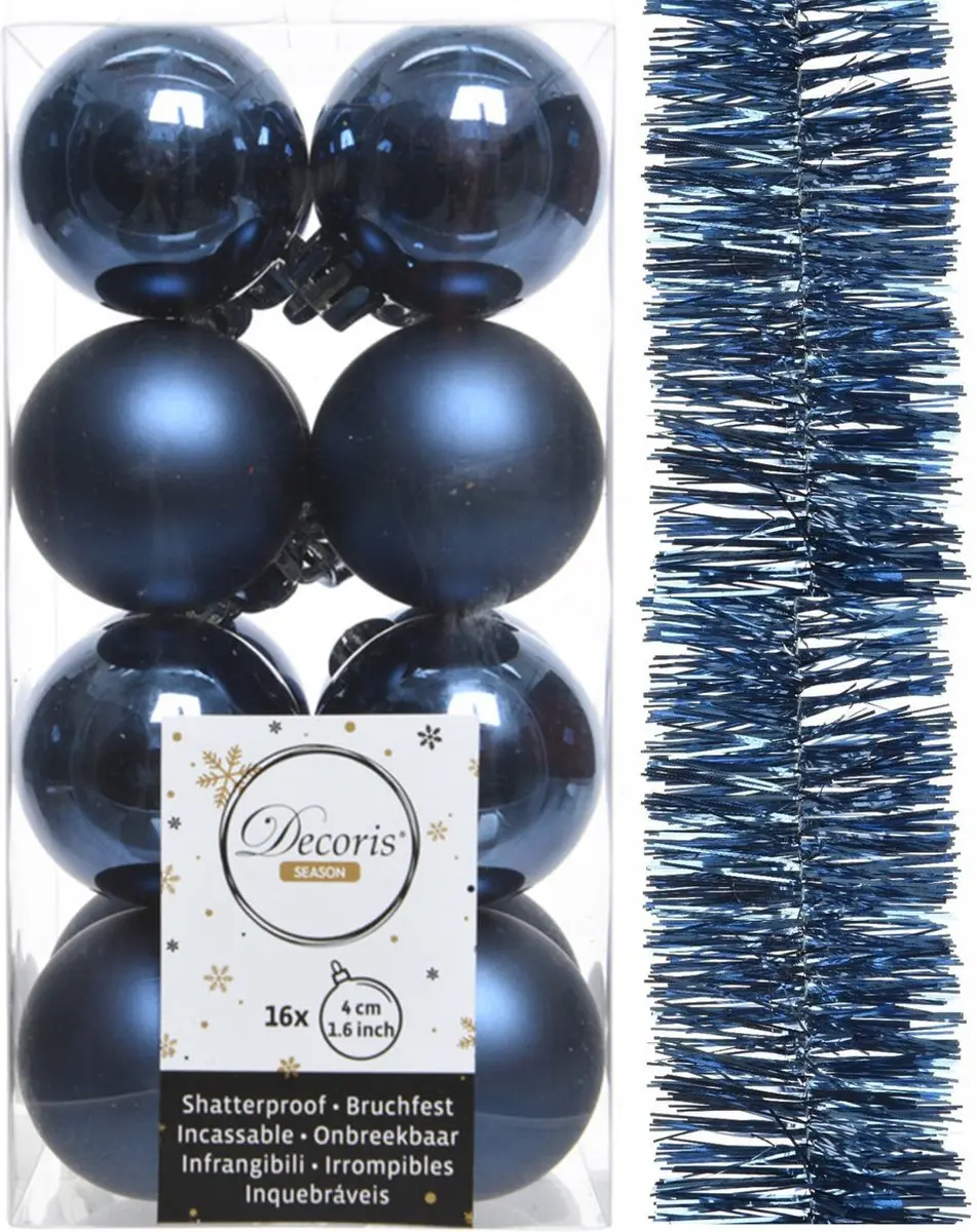 Decoris kerstballen 4 cm en slinger 17x st