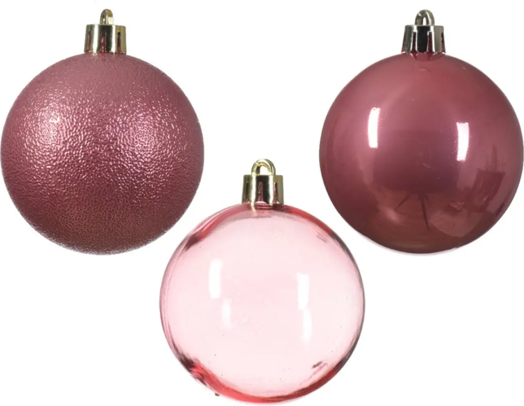 Decoris Kerstballen 6cm - Oudroze - 25 stuks - afbeelding 2 van 3