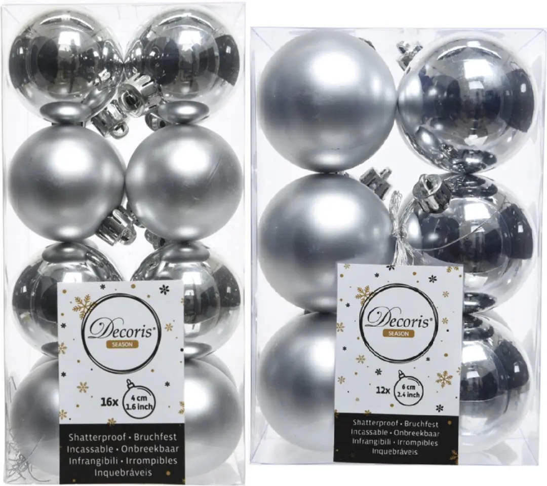 Kerstversiering kunststof kerstballen zilver 4-6 cm pakket van 40x stuks