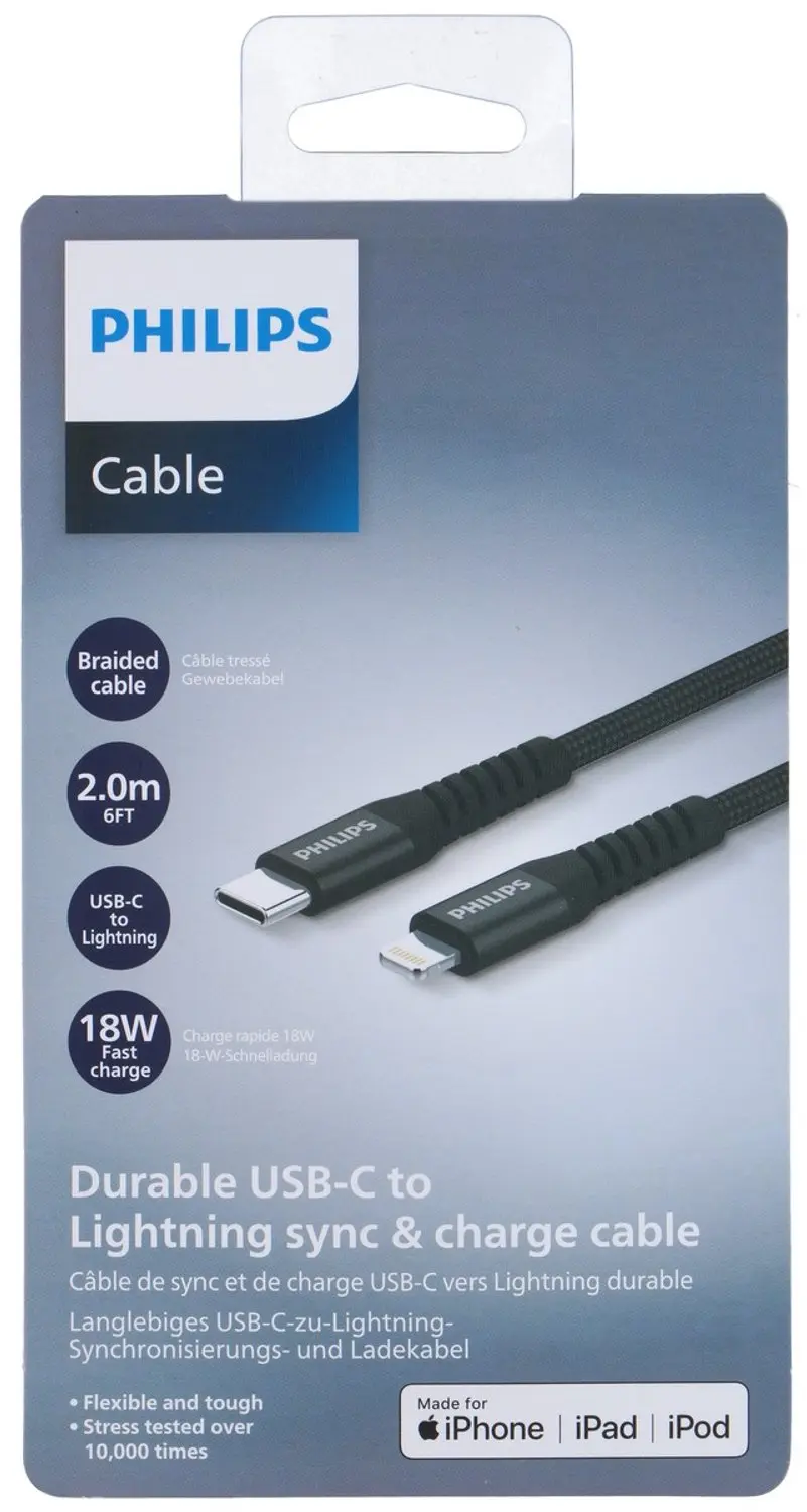 Philips DLC5206L USB-C naar Lightning Kabel 2m