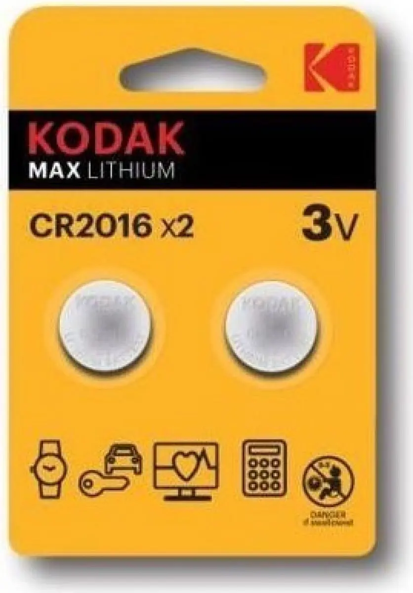 Kodak CR2016 Lithium Knoopcel Batterij - 2 Stuks - afbeelding 2 van 2