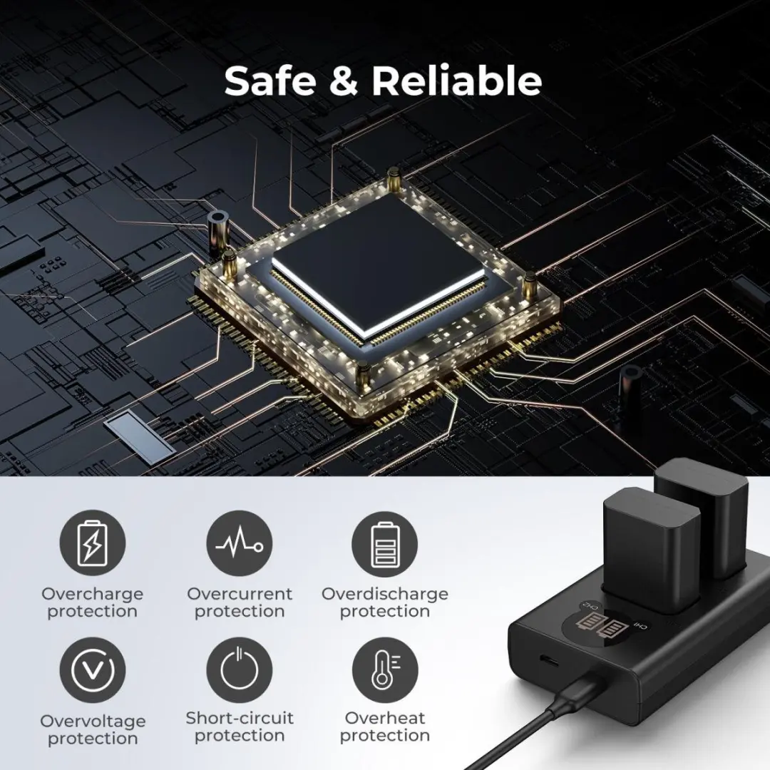 K&F Concept Dubbele Batterijlader Sony NP-FW50 - Zwart - afbeelding 3 van 6