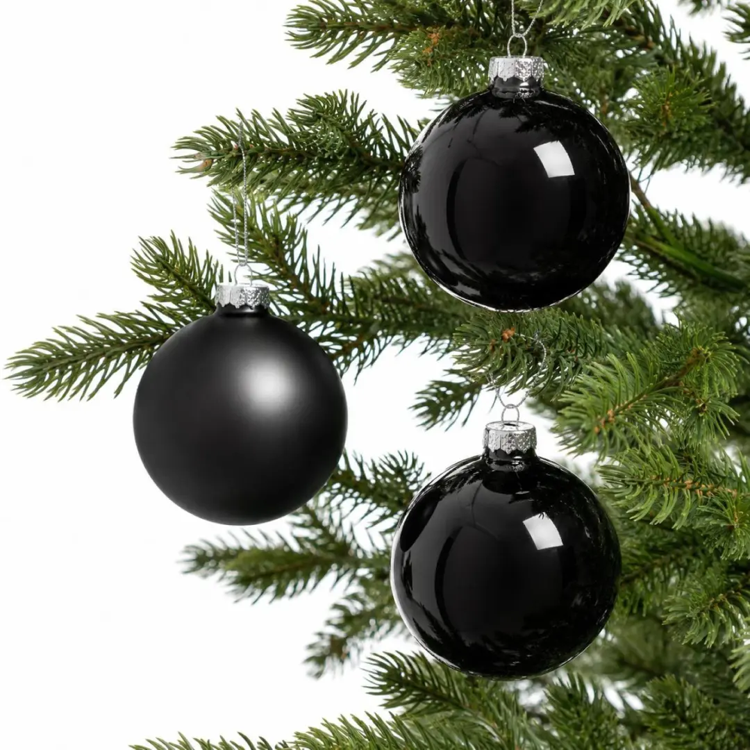 Decoris Kerstballen - 8x st - zwart - D10 cm - glas - kerstversiering
