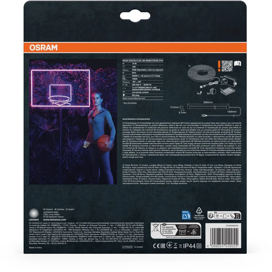 Osram Neon Digital Flex LED-strips 3M RGB - IP44 - RC