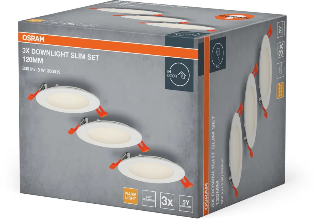 Osram Downlight Slim Set 3x120mm 3000K - 3 Stuks - afbeelding 4 van 6
