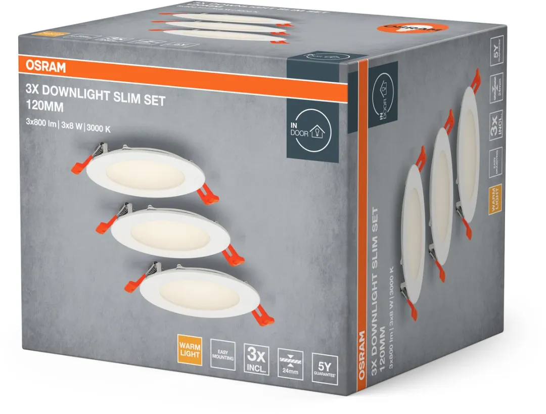 Osram Downlight Slim Set 3x120mm 3000K - 3 Stuks - afbeelding 6 van 6