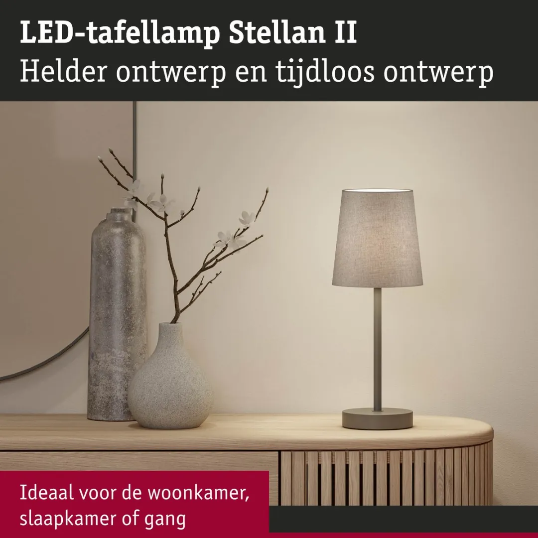 Paulmann Stellan II LED Tafellamp E27 20W - Grijs Metaal