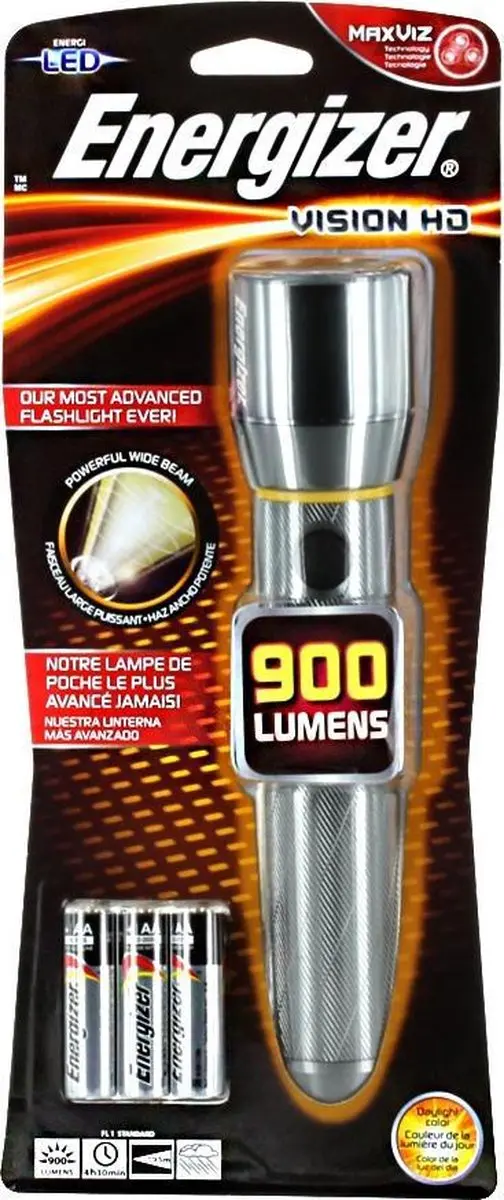 Energizer Vision HD Metal 2AA Zaklamp werkt op batterijen LED 3.5 h 96.67 g