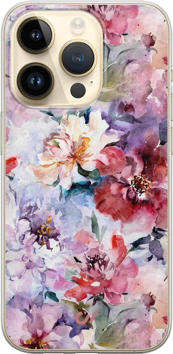 Casevibes Hoesje iPhone 14 Pro Bloemen Acryl