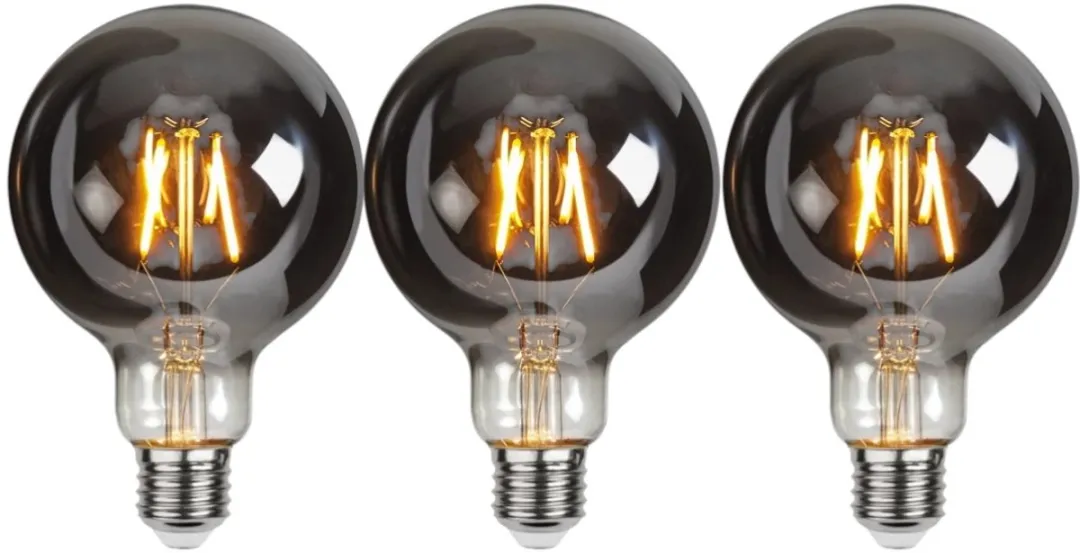 3-Pack | G95 Globelamp - E27 - 1.8W - Super Warm Wit <2200K - Filament - Rookglas