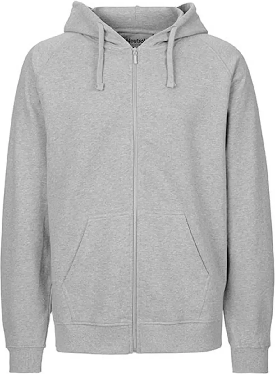 Fairtrade Men's Zip Hoodie met capuchon Sport Grey