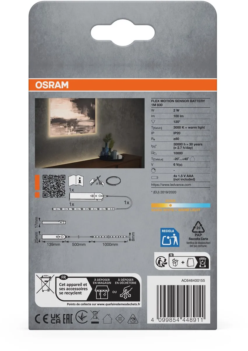 Osram Flex Motion Sensor LED-strip 1m 2W 100lm - Warm wit