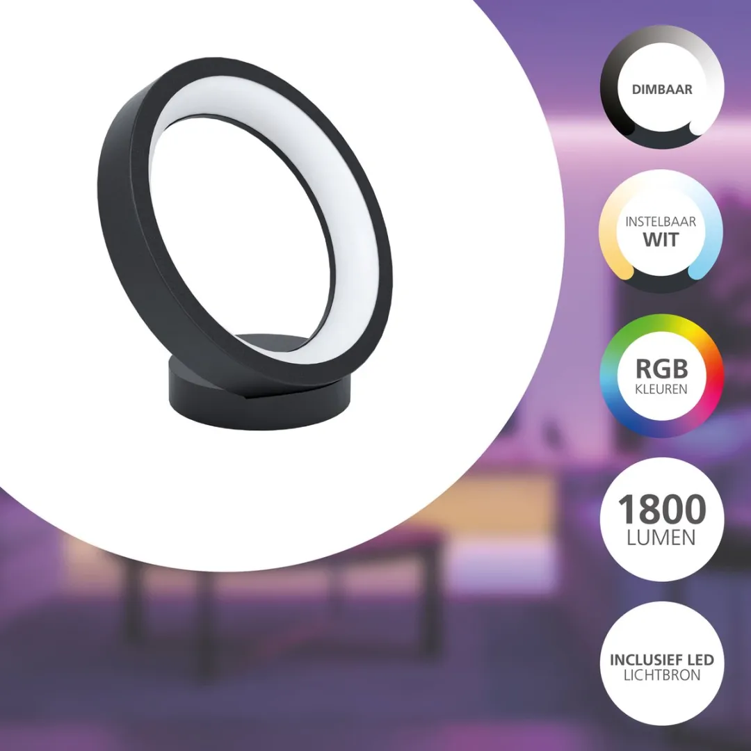 EGLO connect.z Marghera-Z Smart Tafellamp - Zwart/Wit - RGB & Wit - Zigbee