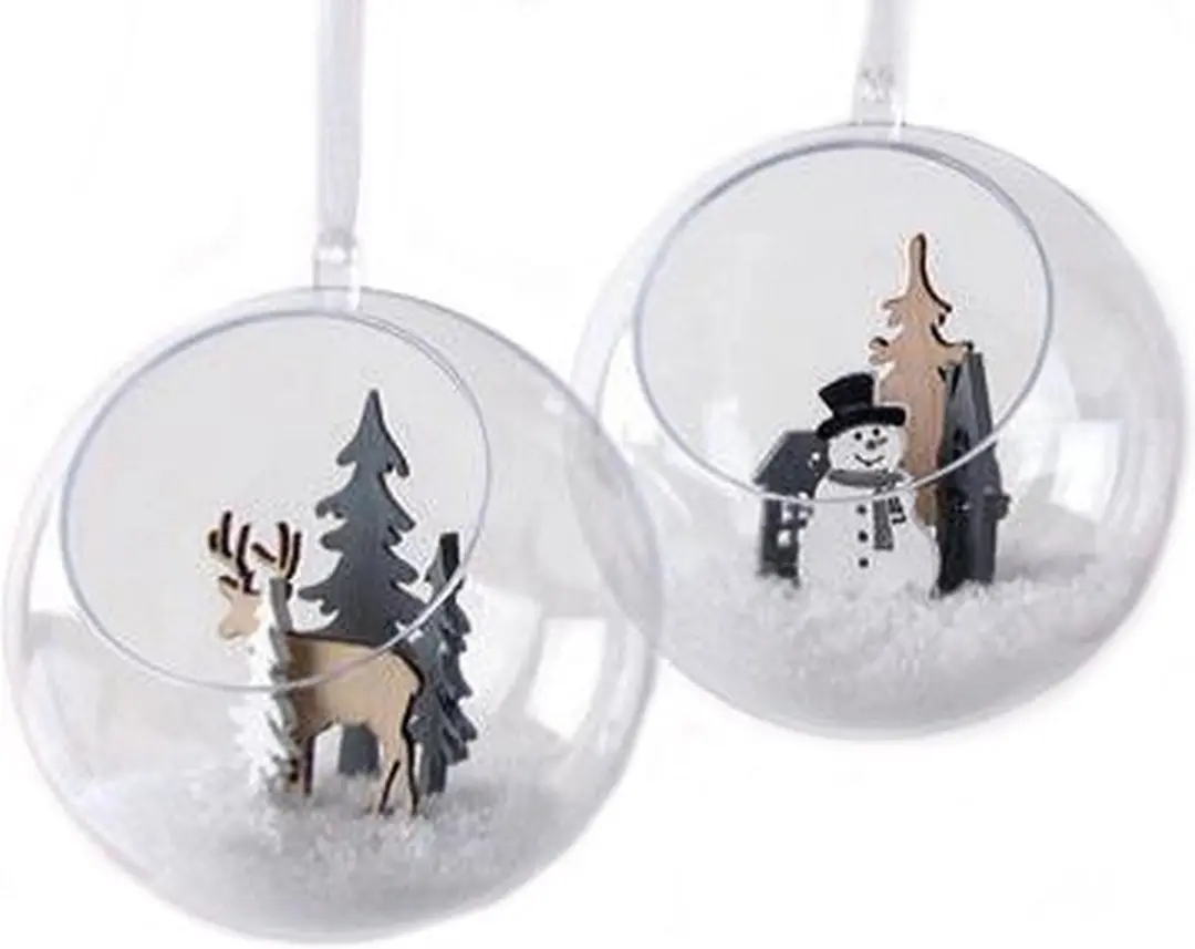 3x Transparante DIY open kerstbal 12 cm