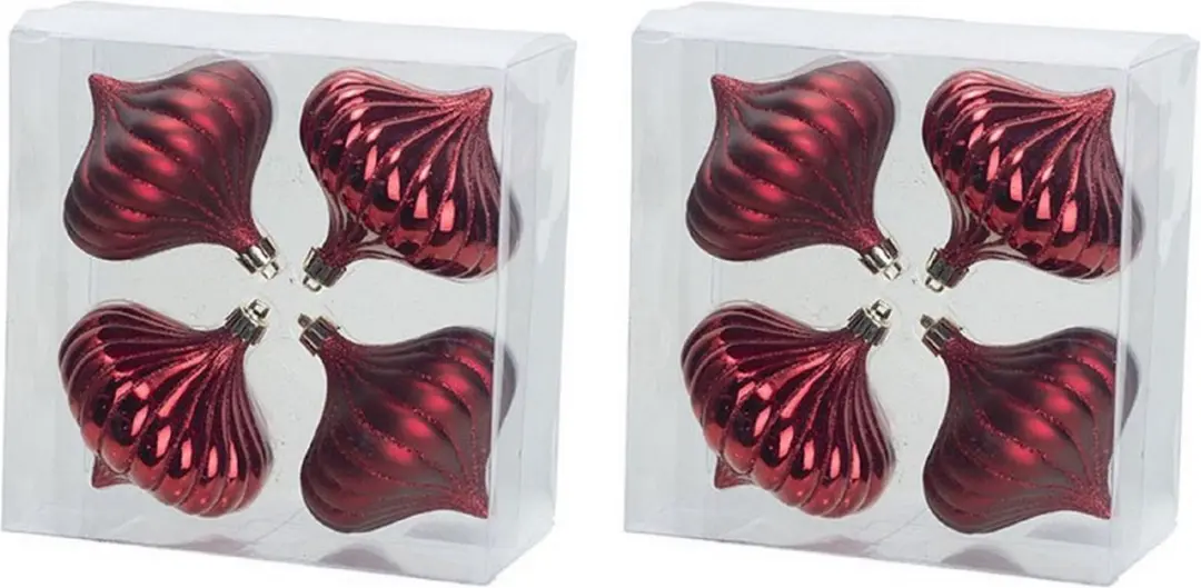 8x Rode tol kerstballen 10 cm kunststof kerstversiering