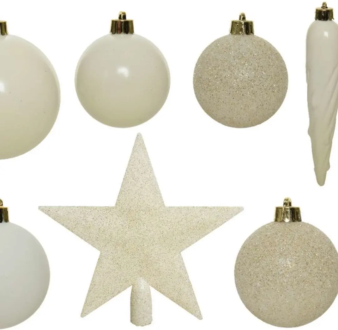 Decoris Kerstballen Mix Wolwit - 33 Stuks - afbeelding 4 van 6