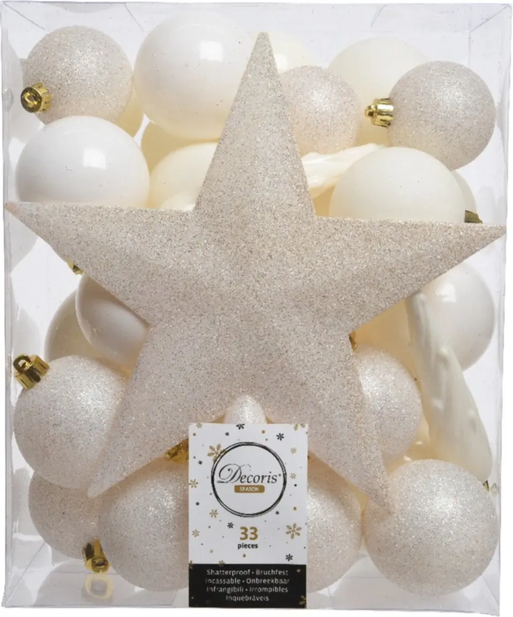 Decoris Kerstballen Mix Wolwit - 33 Stuks - afbeelding 2 van 6