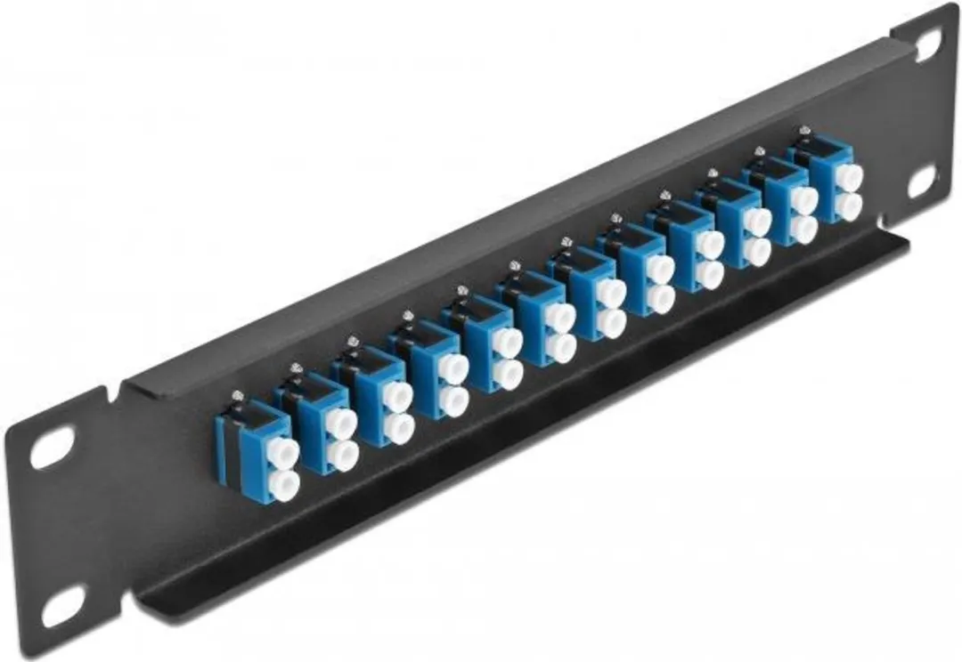 Delock 10" Fiber Optic Patch Panel 12 Port LC Duplex - 66765 - Zwart/Blauw - afbeelding 2 van 2