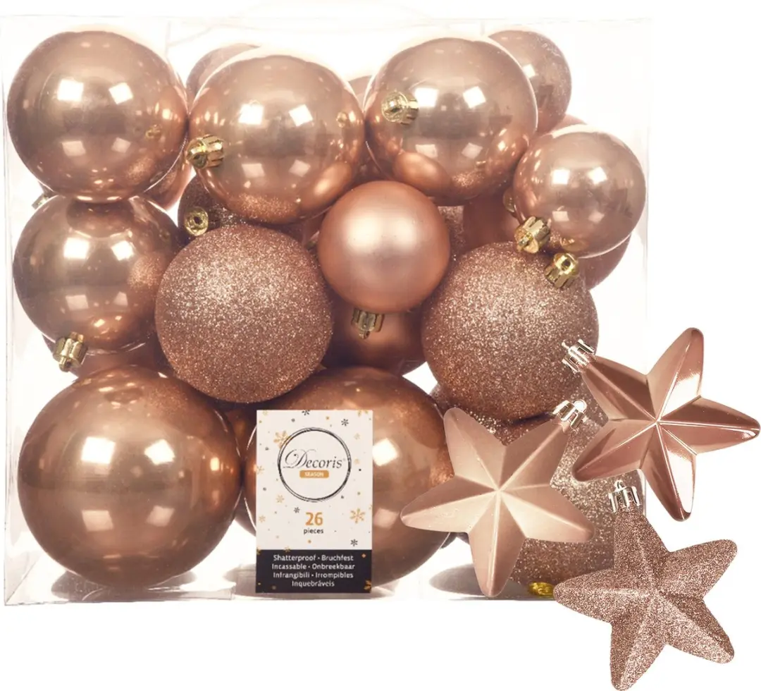 Decoris Kerstballen en sterren ornamenten