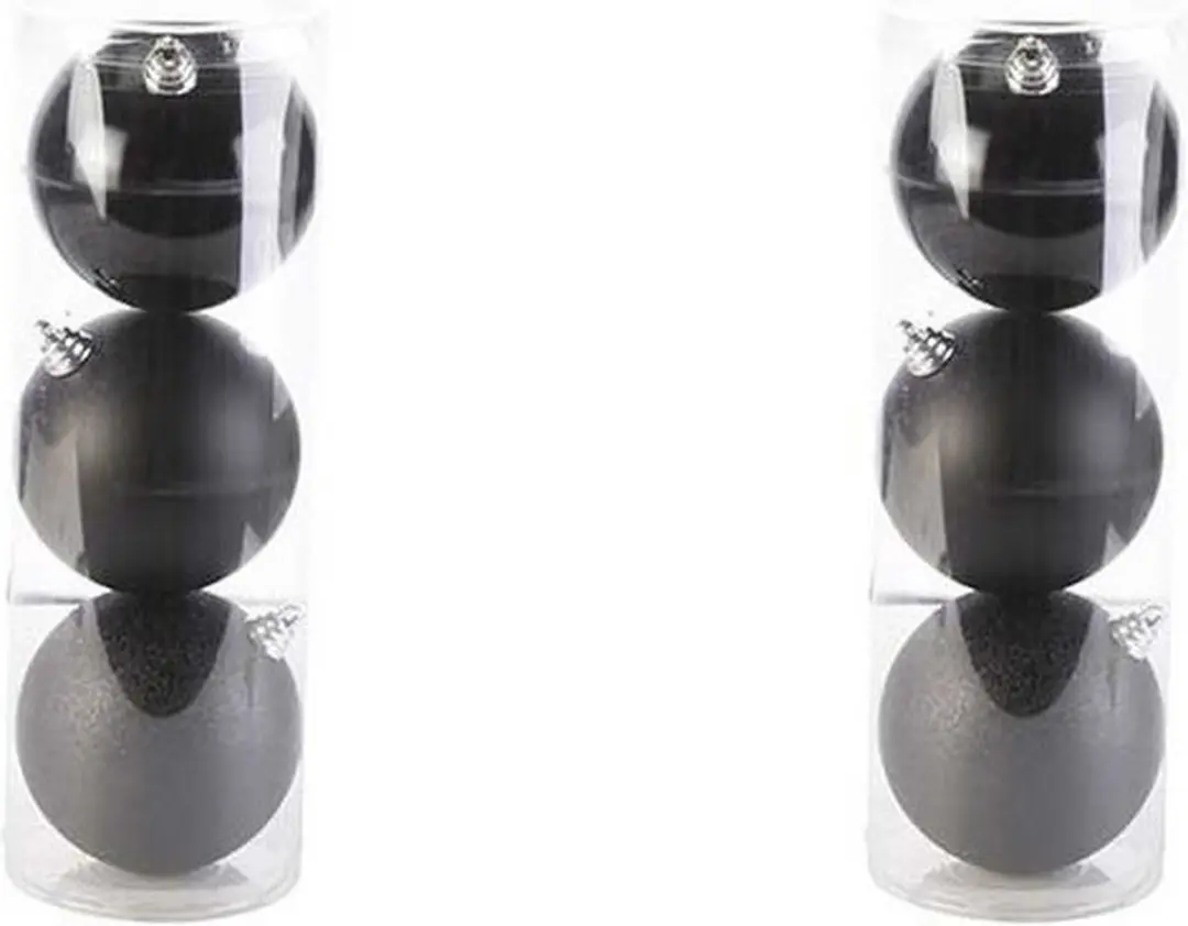 6x Grote kunststof/plastic kerstballen zwart 15 cm