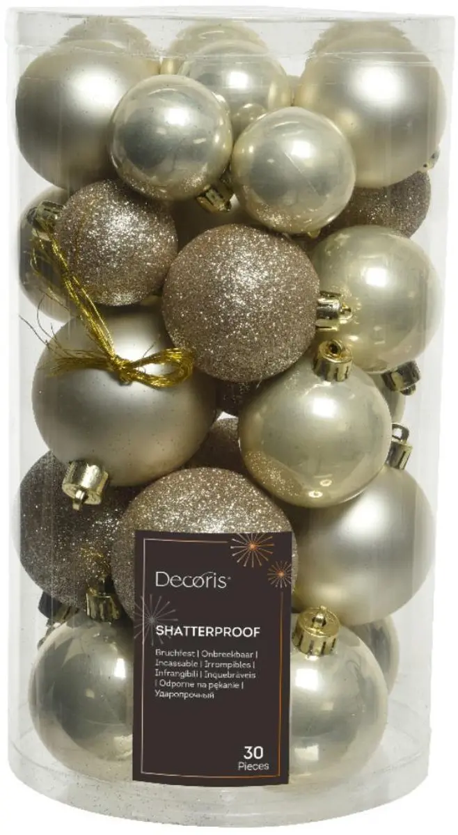 Decoris Kunststof Kerstballen Parel Mix - 30 stuks - afbeelding 5 van 5