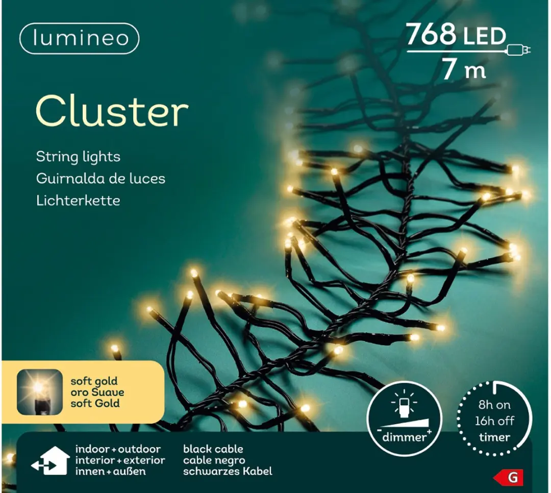 Lumineo Cluster Kerstverlichting 768 LED - 7m - Soft Gold - afbeelding 5 van 6