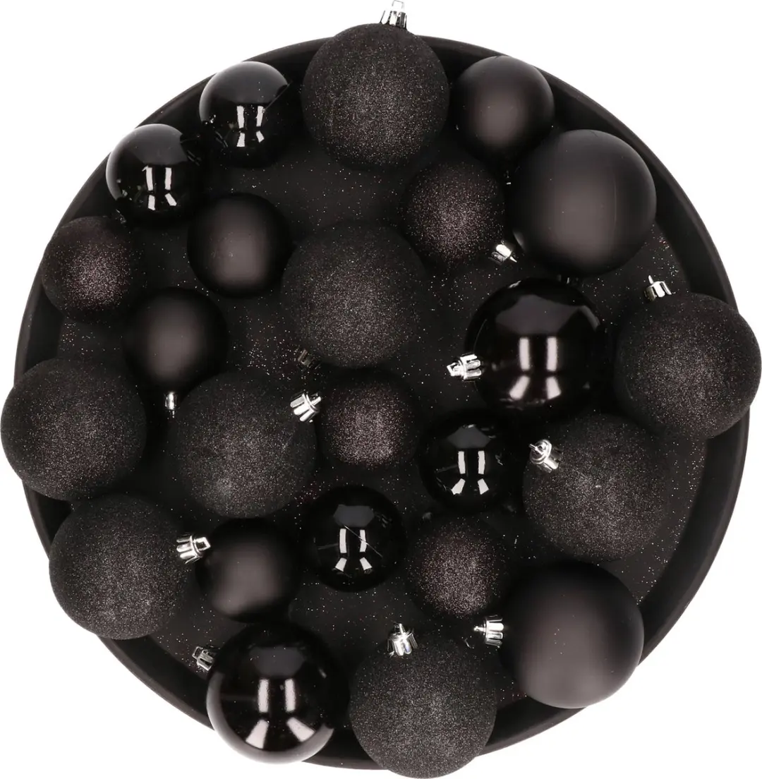 Kerstversiering set kerstballen in het zwart 6