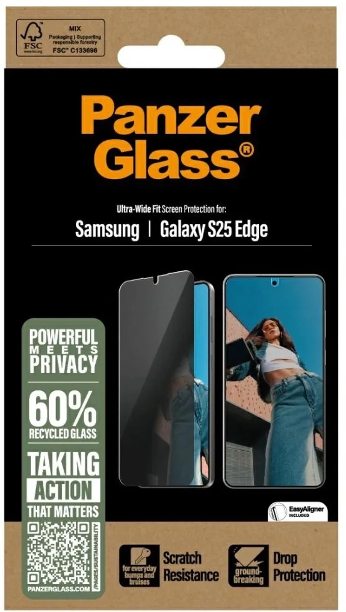 PanzerGlass PG46491 Screenprotector Samsung Galaxy S25 Edge - Privacy Zwart