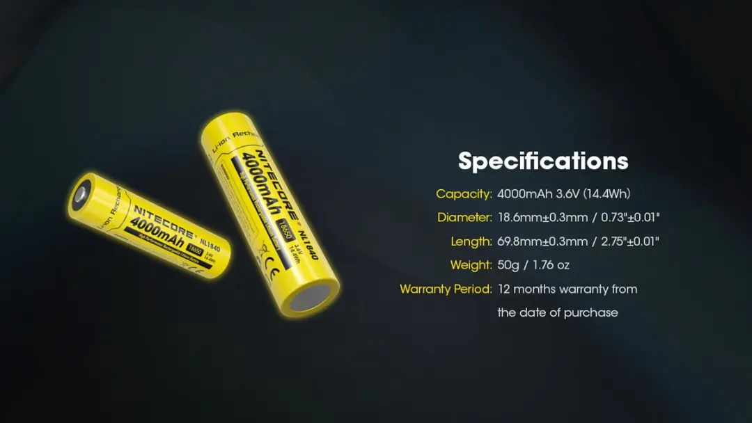 Nitecore NL1840 18650 Li-Ion Batterij - 4000mAh - afbeelding 3 van 5