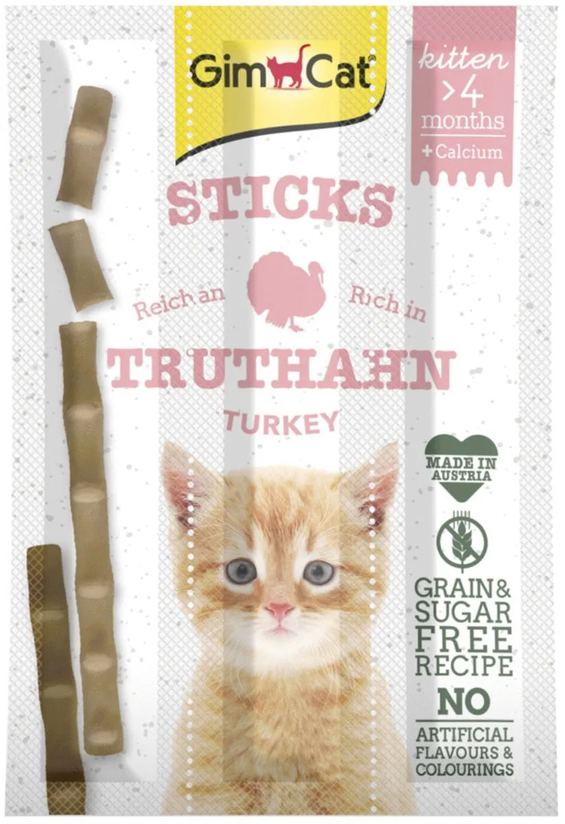 GimCat 3 Sticks Kitten Kalkoen