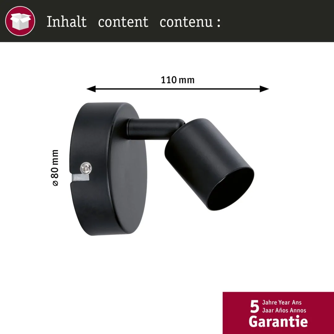 Paulmann Spotlight Carolina GU10 10W - Zwart mat - afbeelding 6 van 6