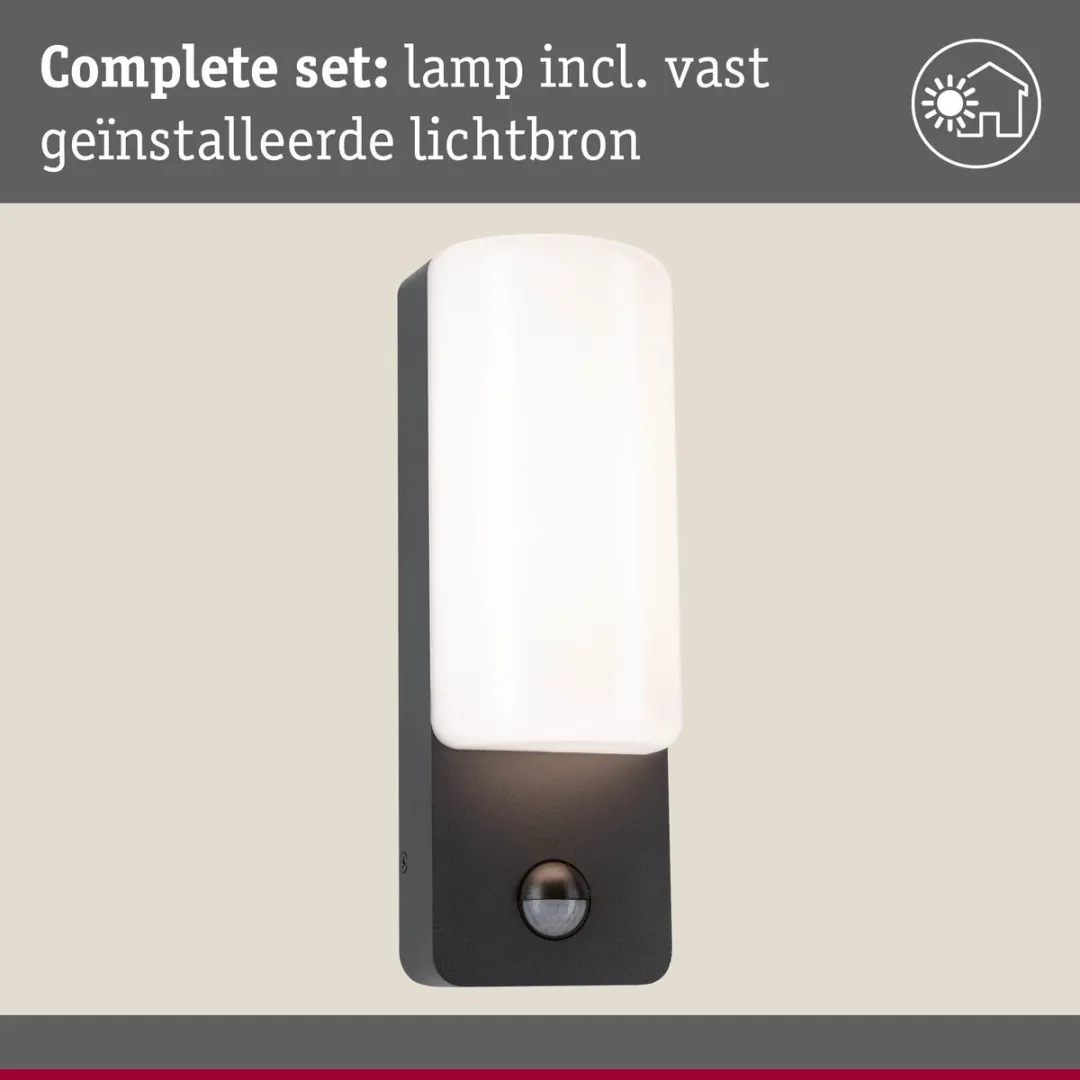 Paulmann LED Wandarmatuur Bonnie Schemer IR IP44 3000K 8,5W - Antraciet