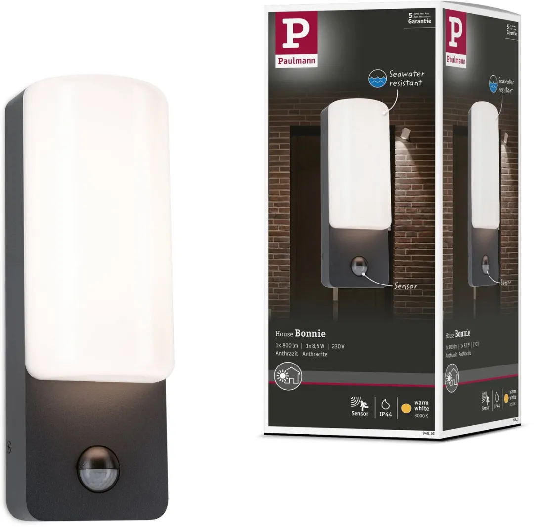 Paulmann LED Wandarmatuur Bonnie Schemer IR IP44 3000K 8,5W - Antraciet