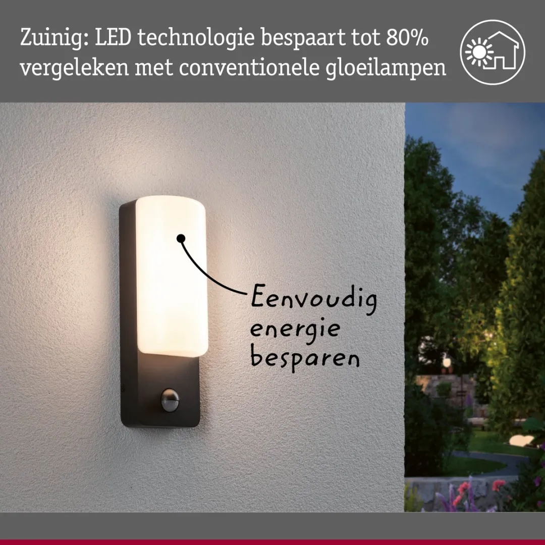 Paulmann LED Wandarmatuur Bonnie Schemer IR IP44 3000K 8,5W - Antraciet