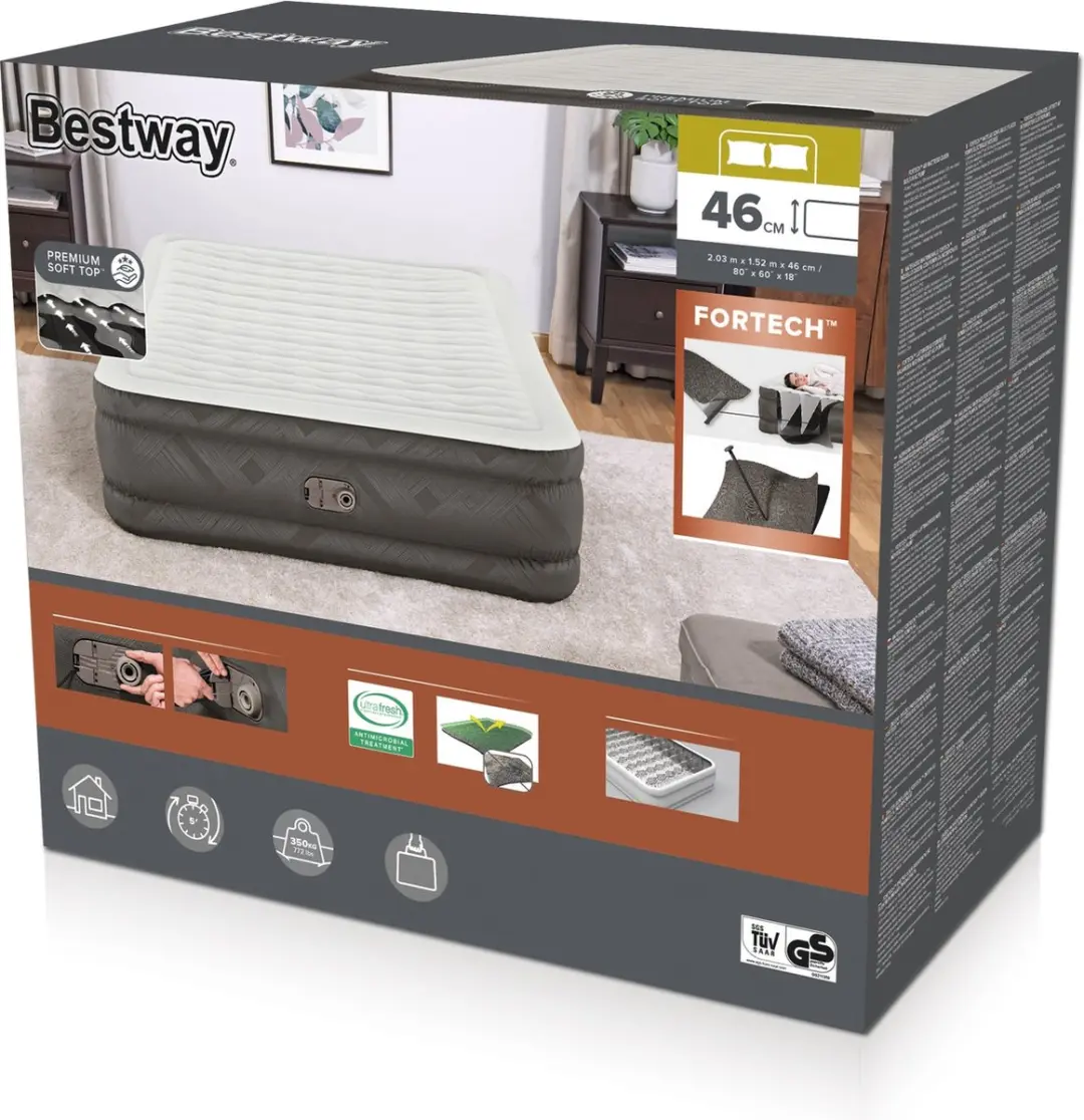 Bestway Fortech Queen Luchtbed met Pomp
