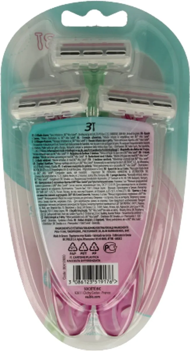 Bic Miss Soleil Sensitive Vrouwen Scheermesjes - 3 Stuks - Roze & Mintgroen
