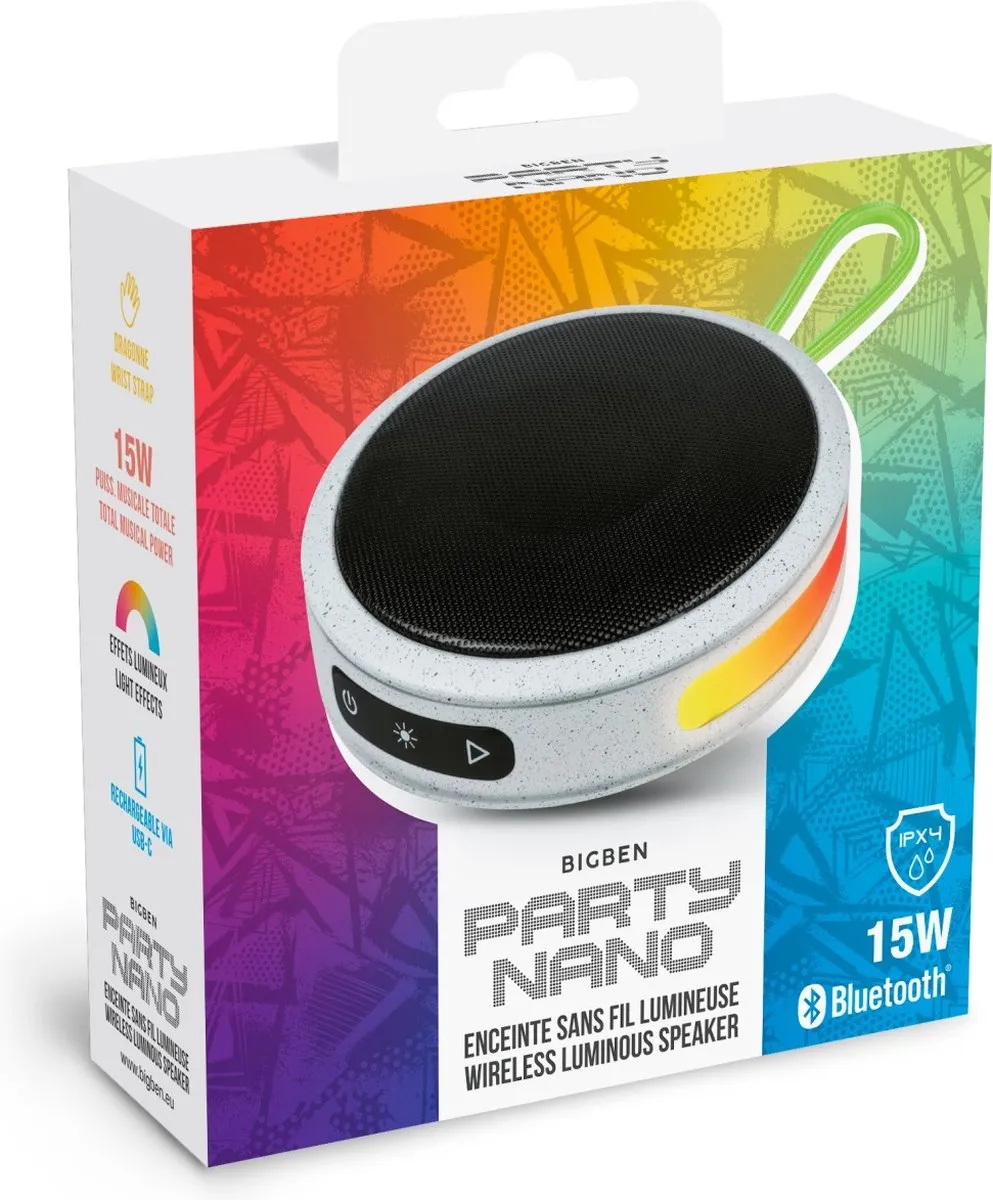 Bigben Party Nano PARTYBTIPNANOWHG Bluetooth Speaker - Wit/Groen - afbeelding 6 van 6