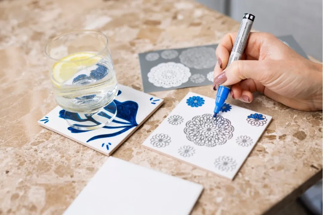 Creativ Company Mini Hobbyset Tekenen Porseleinen Onderzetters Multicolor