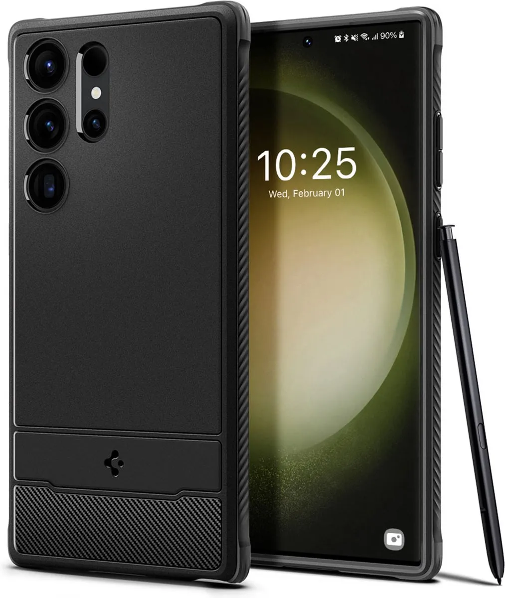 Spigen Rugged Armor ACS05613 Hoesje - Samsung Galaxy S23 Ultra - Zwart