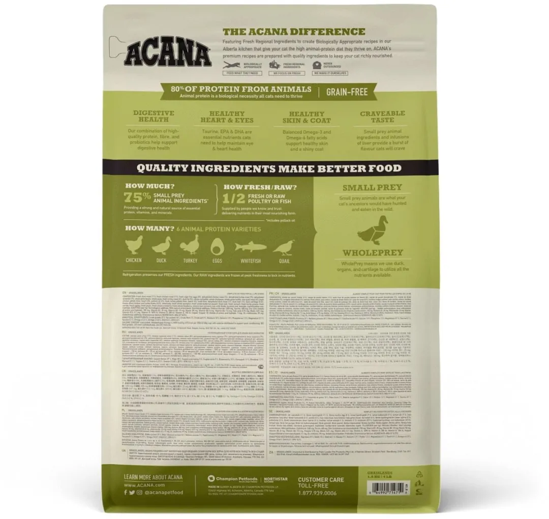 Acana Cat Grasslands Lam & Eend & Witvis Kattenvoer 1.8kg