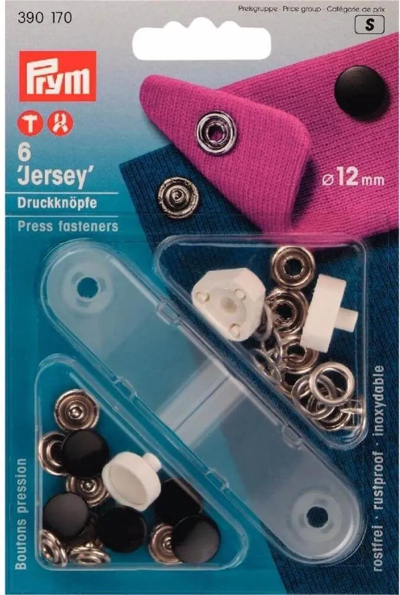 Prym Jersey Naaivrijdrukknoop 12mm - 6 Stuks - Zwart