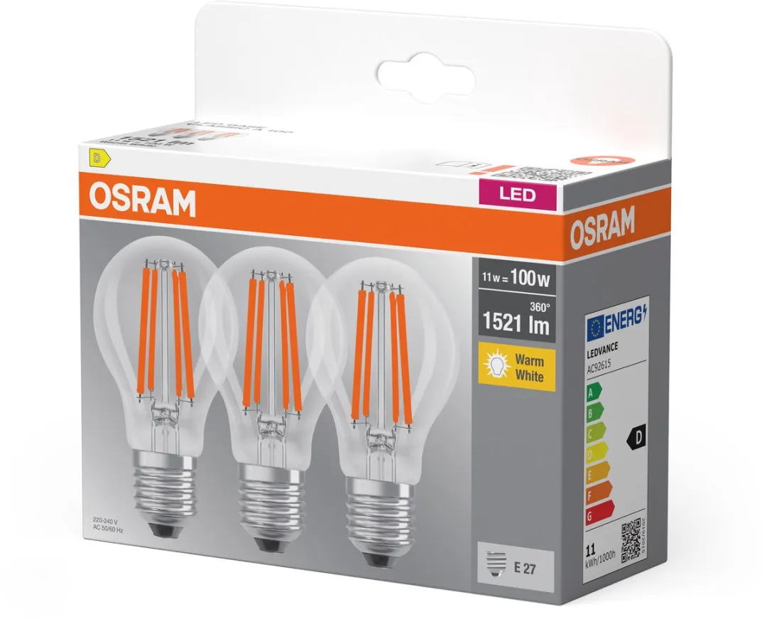 Osram LED Peer 11W Warmwit - 3 Stuks