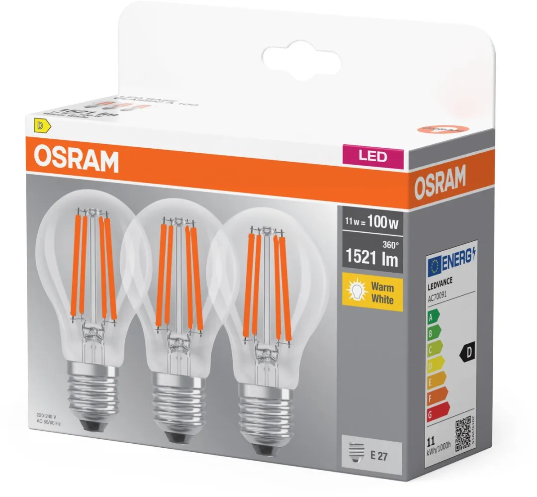 Osram LED Peer 11W Warmwit - 3 Stuks